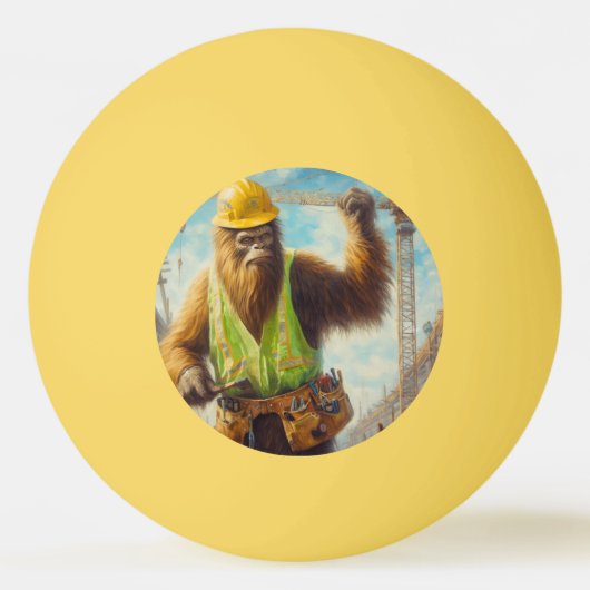 Bigfoot Construction Worker Tischtennisball (Vorderseite)