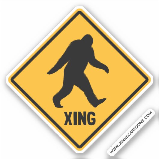 Bigfoot Crossing Sasquach Road Xing Silhouette Aufkleber (Vorderseite)