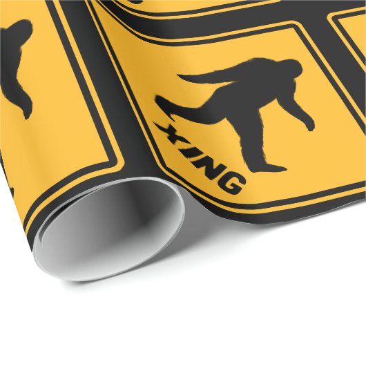 Bigfoot Crossing Signs Pattern Geschenkpapier (Rolleneckpunkt)