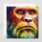 Bigfoot Cryptid Colorful Watercolor Art Einladung (Vorne/Hinten)