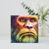 Bigfoot Cryptid Colorful Watercolor Art Einladung (Stehend Vorderseite)