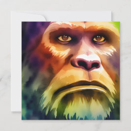 Bigfoot Cryptid Colorful Watercolor Art Einladung