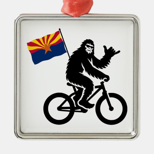 Bigfoot Cycling Arizona Flag Ornament Aus Metall (Vorne)