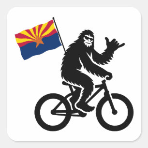 Bigfoot Cycling Arizona Flag Quadratischer Aufkleber