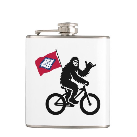 Bigfoot Cycling Arkansas Flag Flachmann (Vorderseite)