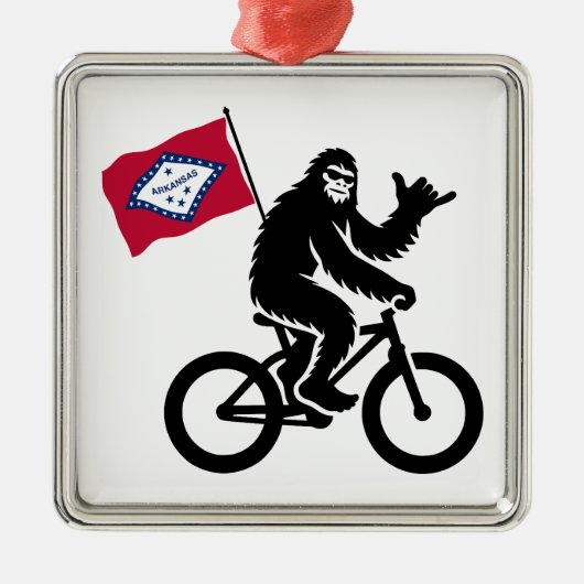 Bigfoot Cycling Arkansas Flag Ornament Aus Metall (Vorne)