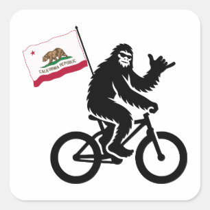 Bigfoot Cycling California Flag Quadratischer Aufkleber