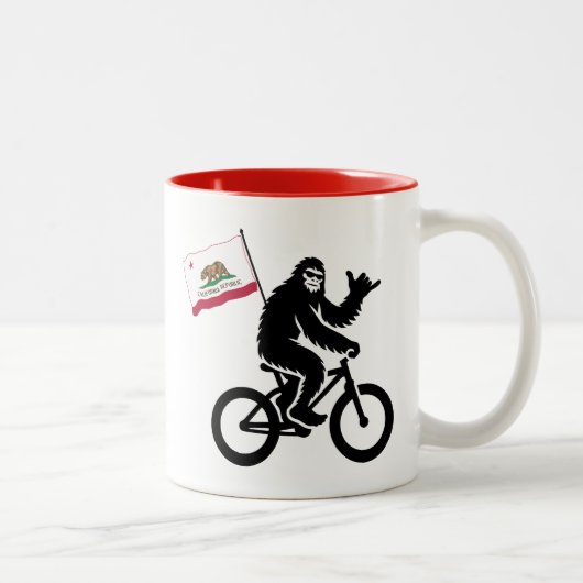 Bigfoot Cycling California Flag Zweifarbige Tasse (Rechts)