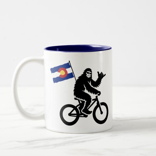 Bigfoot Cycling Colorado Flag Zweifarbige Tasse (Links)