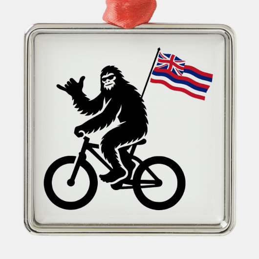 Bigfoot Cycling Hawaii Flag Ornament Aus Metall (Vorne)