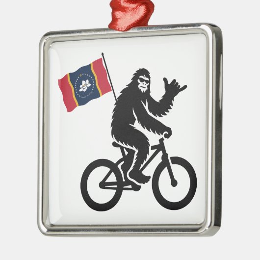 Bigfoot Cycling Mississippi Flag Ornament Aus Metall (Links)