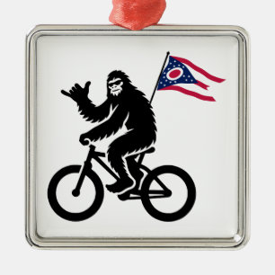 Bigfoot Cycling Ohio Flag Ornament Aus Metall