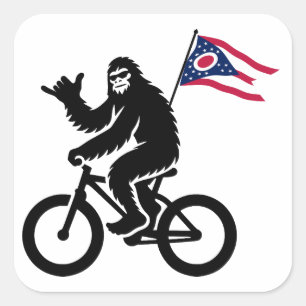 Bigfoot Cycling Ohio Flag Quadratischer Aufkleber
