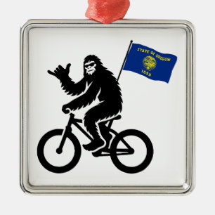 Bigfoot Cycling Oregon Flag Ornament Aus Metall