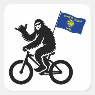 Bigfoot Cycling Oregon Flag Quadratischer Aufkleber