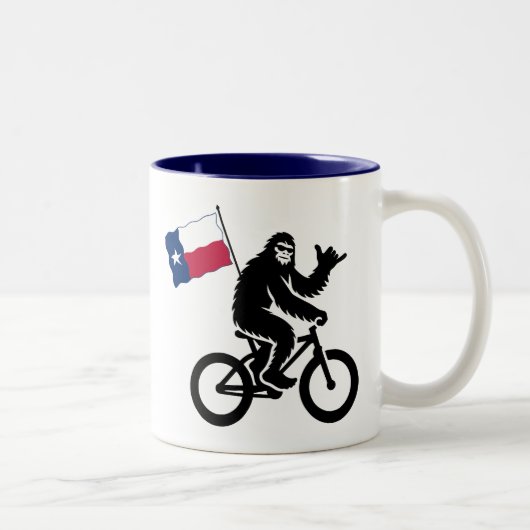 Bigfoot Cycling Texas Flag Zweifarbige Tasse (Rechts)