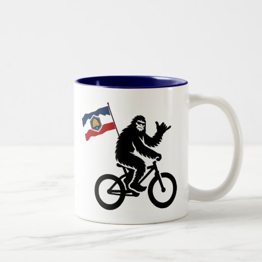 Bigfoot Cycling Utah Flag Zweifarbige Tasse (Rechts)