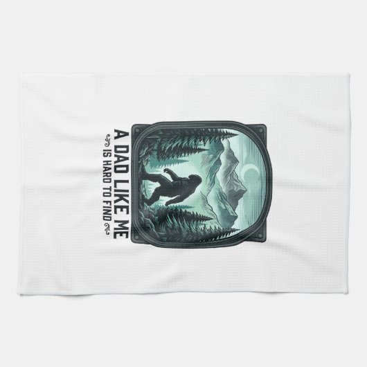 Bigfoot Dad Vintage Engraving Funny Father Shirt D Geschirrtuch (Horizontal)