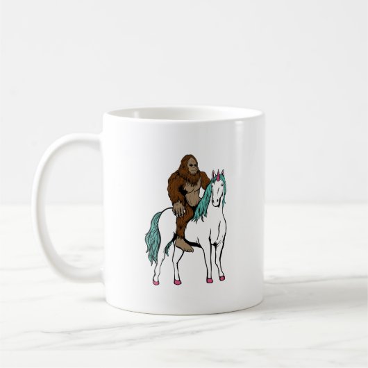 Bigfoot, der ein Einhorn reitet Kaffeetasse (Links)