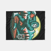 Bigfoot-Discgolfer Sasquatch-Discgolf Retro Fleecedecke (Vorderseite (Horizontal))