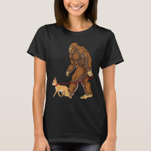 Bigfoot Dog Walk Chihuahua Funny Sasquatch Lovers T-Shirt