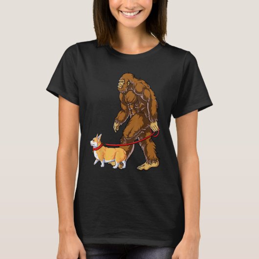 Bigfoot Dog Walk Corgi Funny Sasquatch Lovers Männ T-Shirt (Vorderseite)