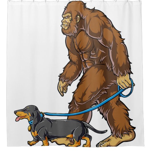 Bigfoot Dog Walk Dachshund T Sasquatch Kids Men W Duschvorhang (Vorderseite)