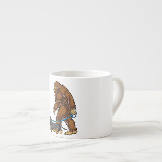 Bigfoot Dog Walk Dackel T Sasquatch Kinder Männer Espressotasse (Vorderseite Rechts)