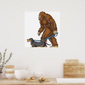 Bigfoot Dog Walk Dackel T Sasquatch Kinder Männer  Poster (Küche)