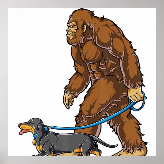 Bigfoot Dog Walk Dackel T Sasquatch Kinder Männer  Poster (Vorne)