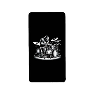 Bigfoot Drummer Sasquatch Playing Drums Musician B Adressaufkleber