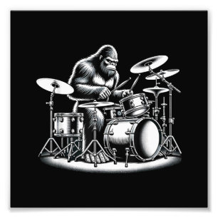 Bigfoot Drummer Sasquatch Playing Drums Musician B Fotodruck