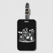 Bigfoot Drummer Sasquatch Playing Drums Musician B Gepäckanhänger (Vorderseite Vertikal)