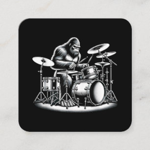 Bigfoot Drummer Sasquatch Playing Drums Musician B Quadratische Visitenkarte