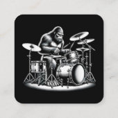 Bigfoot Drummer Sasquatch Playing Drums Musician B Quadratische Visitenkarte (Rückseite)