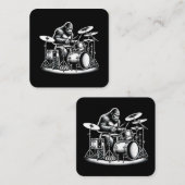 Bigfoot Drummer Sasquatch Playing Drums Musician B Quadratische Visitenkarte (Vorne/Hinten)