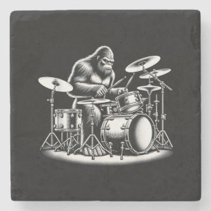 Bigfoot Drummer Sasquatch Playing Drums Musician B Steinuntersetzer