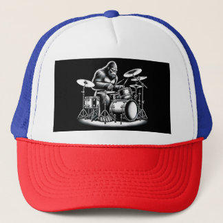 Bigfoot Drummer Sasquatch Playing Drums Musician B Truckerkappe
