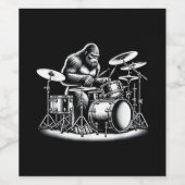 Bigfoot Drummer Sasquatch Playing Drums Musician B Weinetikett (Einzelnes Label)