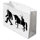 Bigfoot, Einhorn und Jack A Lope Große Geschenktüte (Rückseite Schrägansicht)