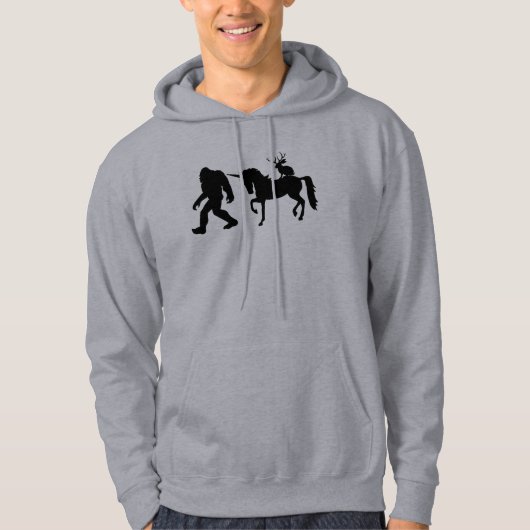 Bigfoot, Einhorn und Jack A Lope Hoodie (Vorderseite)
