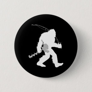 Bigfoot Eis Fishing Yeti Fisherman mit einem Bohre Button