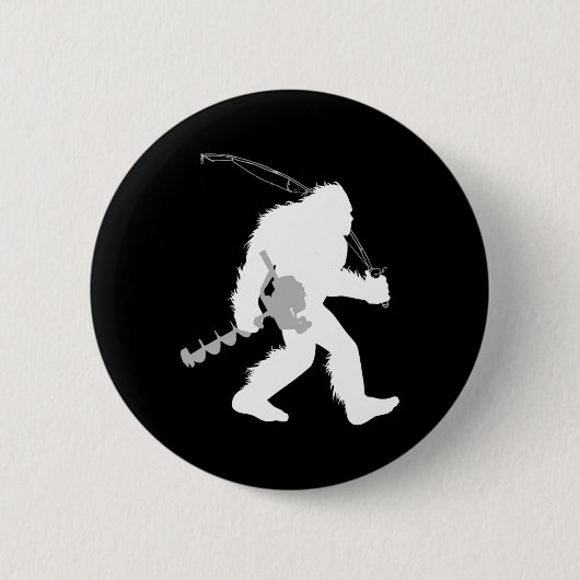 Bigfoot Eis Fishing Yeti Fisherman mit einem Bohre Button (Vorderseite)