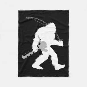 Bigfoot Eis Fishing Yeti Fisherman mit einem Bohre Fleecedecke