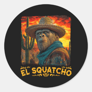 Bigfoot El Squatcho Sasquatch Mexican Cinco de Runder Aufkleber
