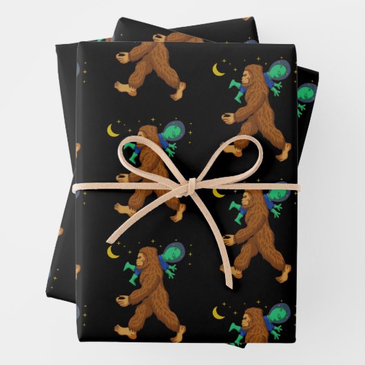 Bigfoot Entführung einer Alien Funny Paranormal Geschenkpapier Set (Beispiel)