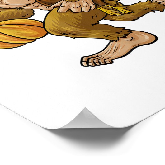 Bigfoot Erntedank Steals Turkey & Pumpkin Hide_ Poster (Ecke)