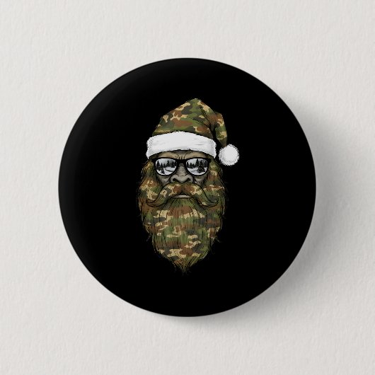 Bigfoot Face Sungles Santa Christmas Camo Xmas Sas Button (Vorderseite)