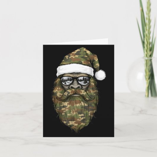 Bigfoot Face Sungles Santa Christmas Camo Xmas Sas Karte (Vorderseite)