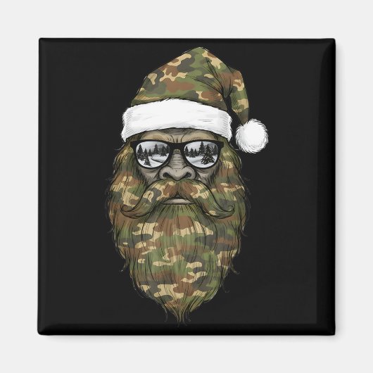Bigfoot Face Sungles Santa Christmas Camo Xmas Sas Magnet (Vorne)